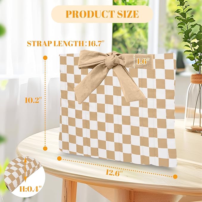 Bible Cover Case for Women,Large Bible Tote Bags for Women Organizer Quilted Bible Carrying Case(new) (Yellow Grid)