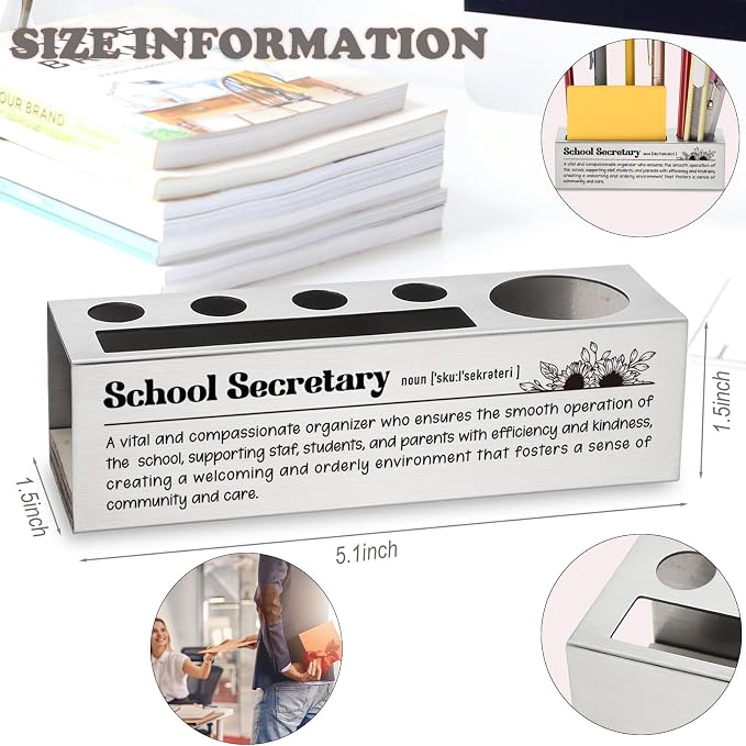 School Secretary Desk Pencil Holder Appreciation Gift for School Secretaries Inspirational Office Decor for Administrative Professionals Unique Pen Holder EDP90
