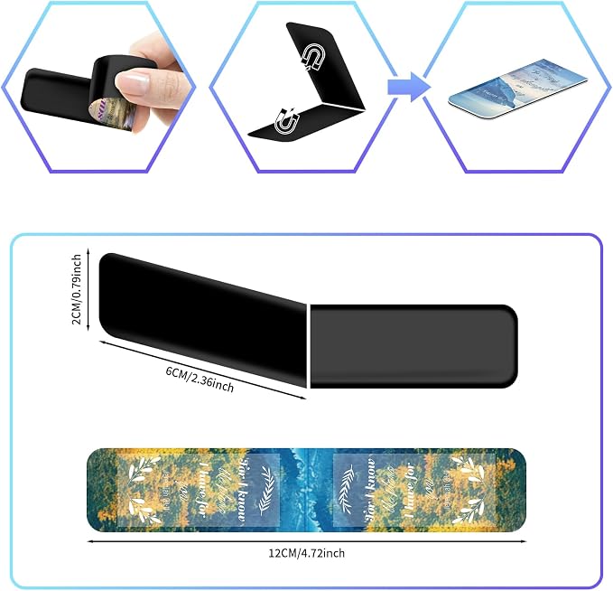 48 Piece Bible Verse Magnetic Bookmarks - Christian Scripture Inspirational Book Marks with Boxes - Religious Motivational Book Marker Prayer Page Clips for Women & Men Reading Gifts(Landscape Style)