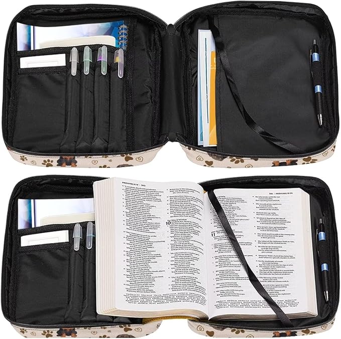 Coldinair Dachshund Cute Bible Cover for Women Men Kids,Protective Book Cover Bible Case Bible Carrier Carrying Organizer Purse Handbag with Zipper Pockets Church Bag