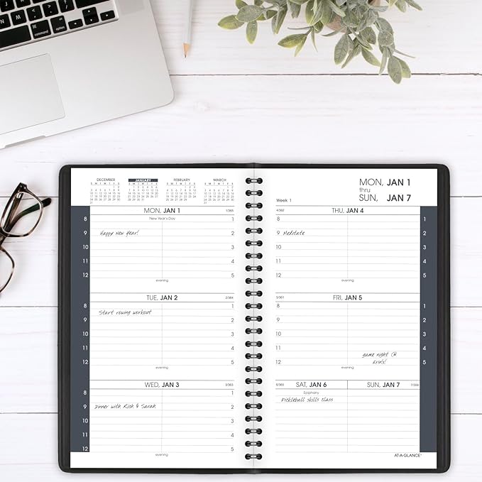 AT-A-GLANCE 2025 Appointment Book Planner, Weekly, 5" x 8", Small, 13 Months, Black (701000525)