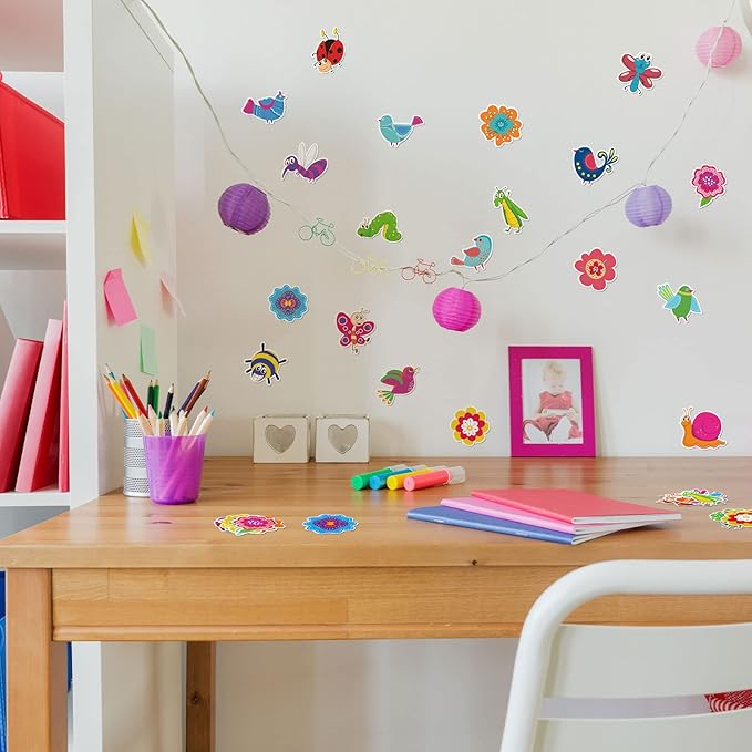135 Pieces Spring Bulletin Board Decorations Classroom Flowers Cutouts Spring Multiple Color Flower Bird Animal Bulletin Board Decorations for March Easter Kids School Classroom Party Church Supplies