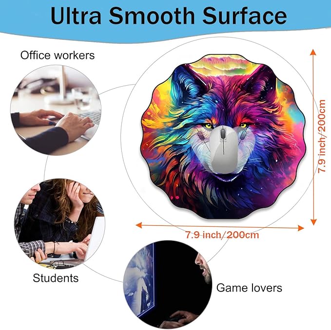 Pen Holder and Anti-Slip Mouse Pad Combination, Makeup Brush Storage Box, Tableware Storage Box, Suitable for Office and Home - Colorful Space Wolf