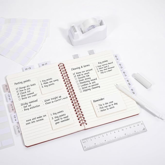 Eersida Office Desk Accessories Supplies, 26 Pcs Desk Organizer with Tape Dispenser, Stapler, Staple, Staple Remover, Scissor, Ruler, Sticky Tabs, Tape, Ballpoint Pen, Pencil, Clips for School(White)