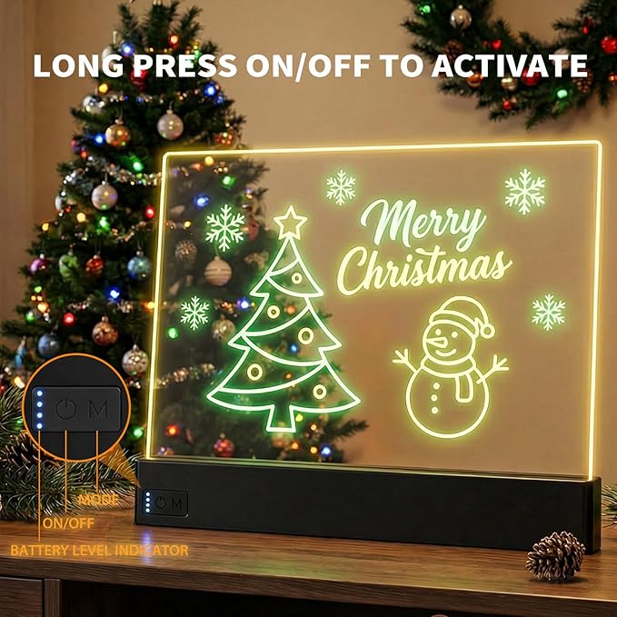 LED Note Board with 8 Dry Erase Markers for Girls Boys Toys, 13"x10" Glow Drawing Board with 7 Colors for Kids Gifts, Rechargeable Light Up Writing Pad, Lumiboard Doodle Tablet for Holiday