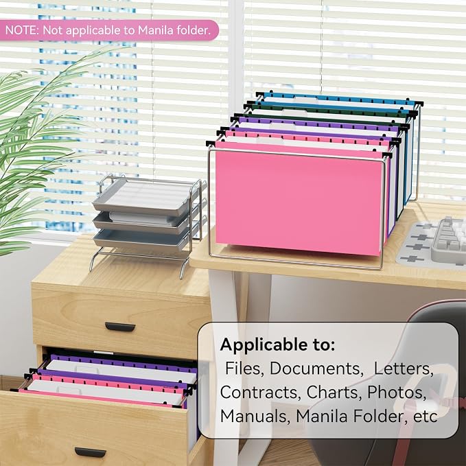 Ansook Legal Size Hanging File Folders, Expandable 3 Inch Legal Szie File Folders with 1/5-Cut Tabs, 12 Pack Plastic File Folders Hanging Organizers for Filing Cabinet, Bulky Files & Medical Charts
