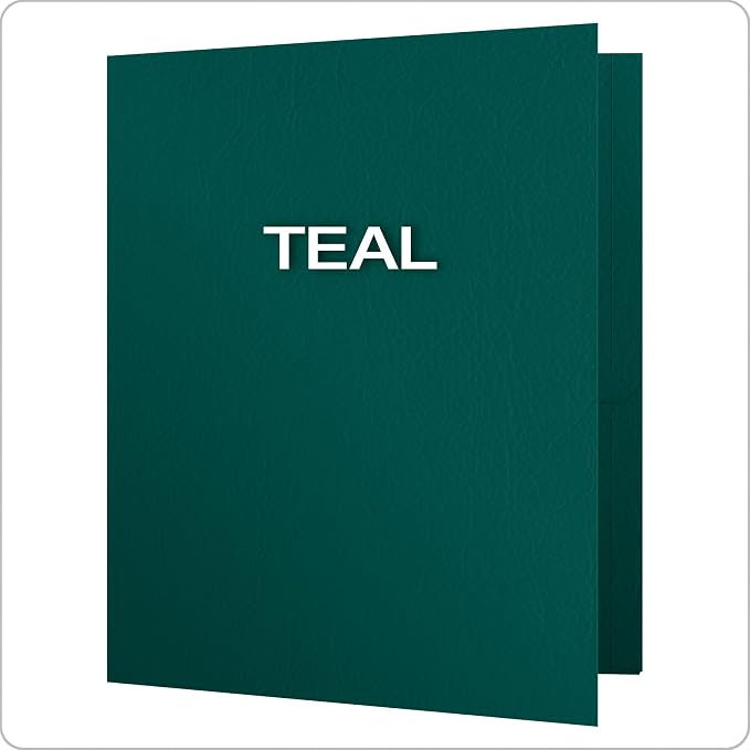 Oxford Twin-Pocket Folders,Textured Paper,Letter Size,Teal,Holds 100 Sheets,Box of 25 (57555),(Pack of 5)