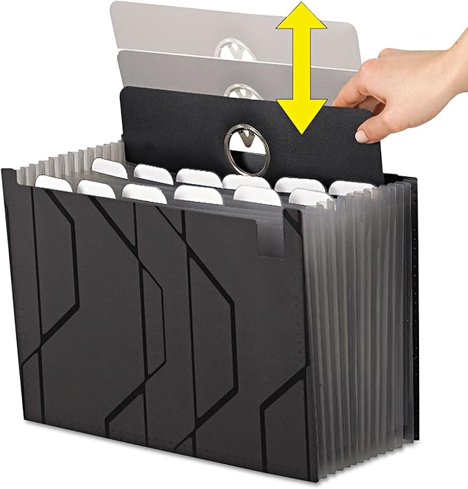 Pendaflex Sliding Cover Expanding File, 13 pockets, Letter Size, Black (2327)