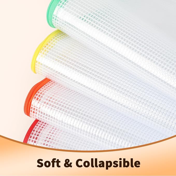 Umriox Zipper Mesh Document Pouch, 13.0 x 9.0 in (6 Colors, 18 Packs), Clear Zipper Pouches, Waterproof Zipper Pouches for Office Supplies Cosmetics Travel Storage