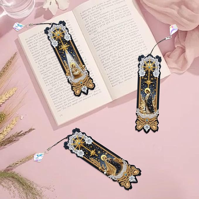 Tontut 3pcs Diamond Art Painting Kit Bookmarks, Jesus Exquisite Universal DIY Bookmarks, Lightweight and Durable, Suitable for Reading Lovers
