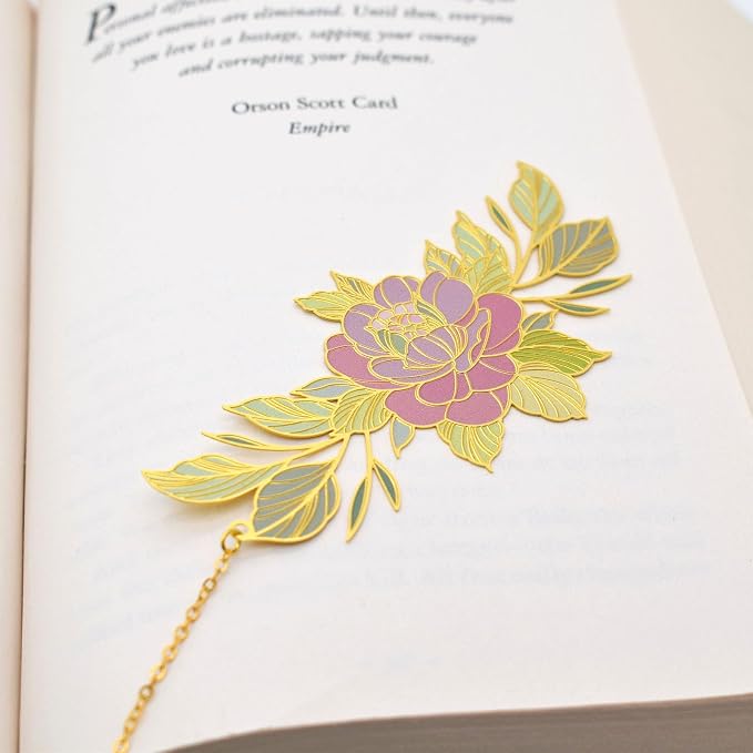 BLBMH Flowers Bookmark for Women Mother's Day Gifts Teacher Appreciation Gifts Birthday Christmas Unique Gifts Cute Funny Metal Book Marks for Grils Mom Readers Book Lovers -F3 Peony