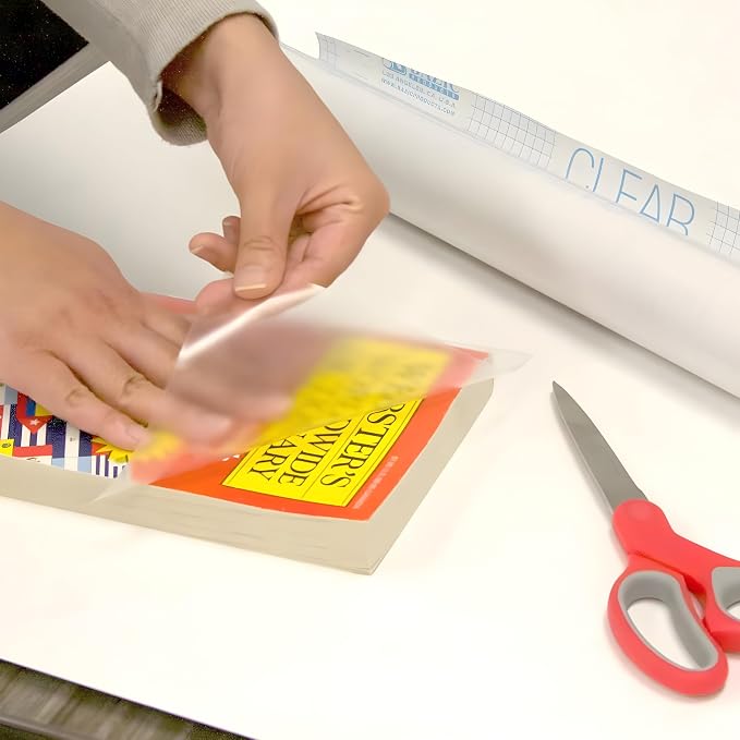Clear Contact Paper Roll for Books – 17.5 in x 54 in | Self Adhesive Clear Laminate Book Cover Film | Easy Peel Protective Wrap for Books, Documents, Labels & More – 1 Roll