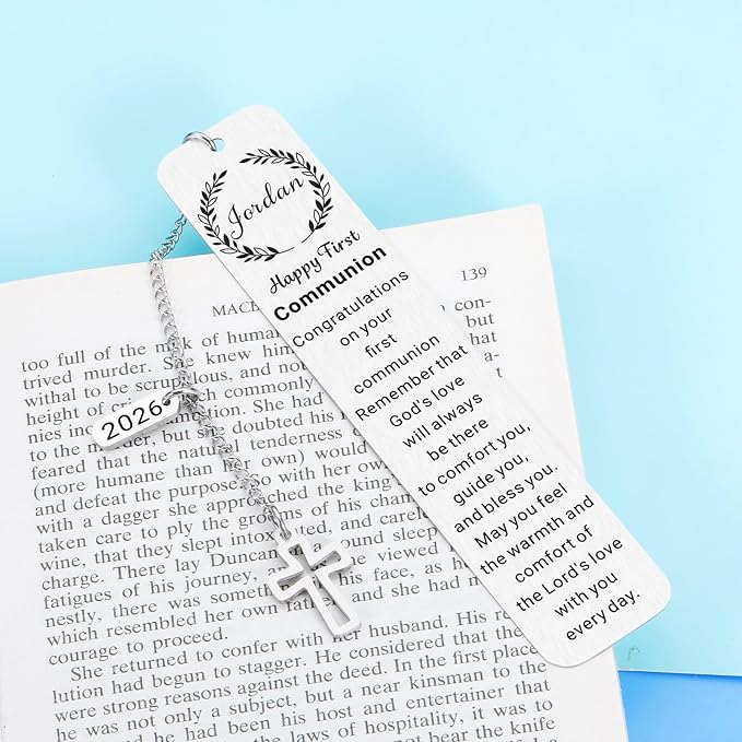 First Holy Communion Gifts for Girls Boys Teenage, 1st Communion Gifts for College Girls Teens, Custom Bookmark, Personalized Christian Bookmarks, Catholic Easter Basket Stuffers for Teen Boy Girl