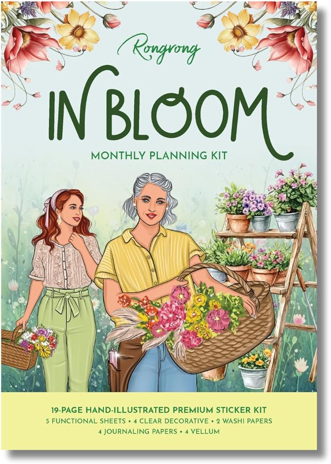 in Bloom Planning Kit Bundle – Spring Monthly Planner Kit with Functional & Decorative Pages, Vellum, Scrapbooking Papers, PET Tape 3.0 & Pen for Creative Planning & Journaling