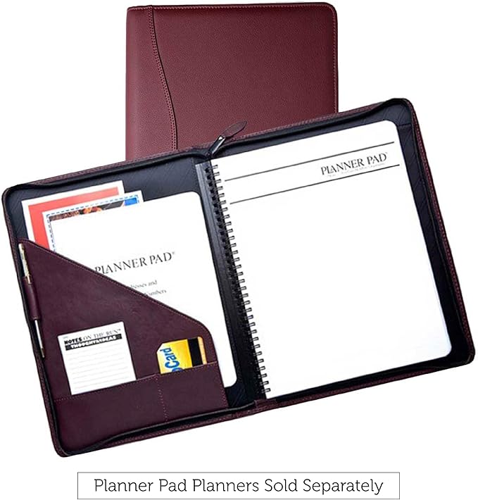 Planner Pad Spiral Bound Executive Size Cover, Fits 8 1/2 x 11” Size Planner Pages, Burgundy Faux Leather