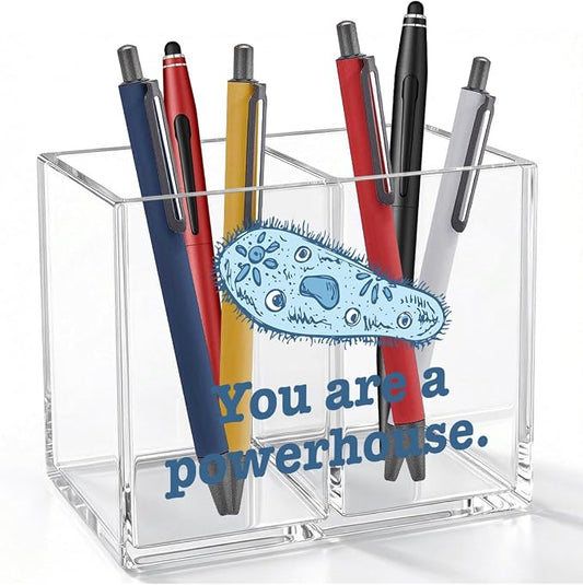 Funny Biology Acrylic Cosmetic Pencil Pen Holder Funny You Are a Powerhouse Pen Holder Cup Teacher Gifts for Men Women Biology Teacher Decor for Office Desk Accessories