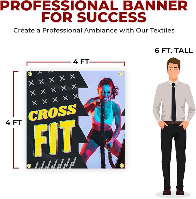 Crosss Fit Large Banners and Signs for Outdoor by Mavis Printing-Polyester Banner with 4 Holes for Easy Hang Indoor & Outdoor|4x1 Feet HD Print Sign to Promote Church| Made in USA