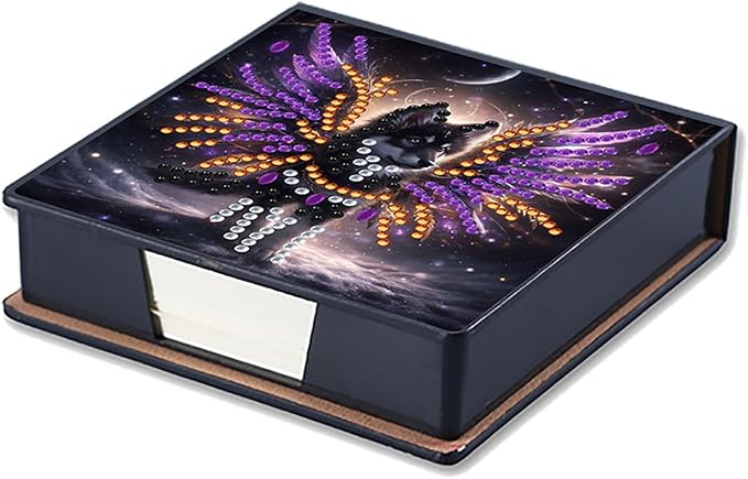 Wolf Diamonds Painting Kit Note Box,Animal Memo Paper Storage Box Diamond Art,Sticky Note Holder Diamond Art,Diamond Painting Memo Pad For Office Desk. (Wolf)