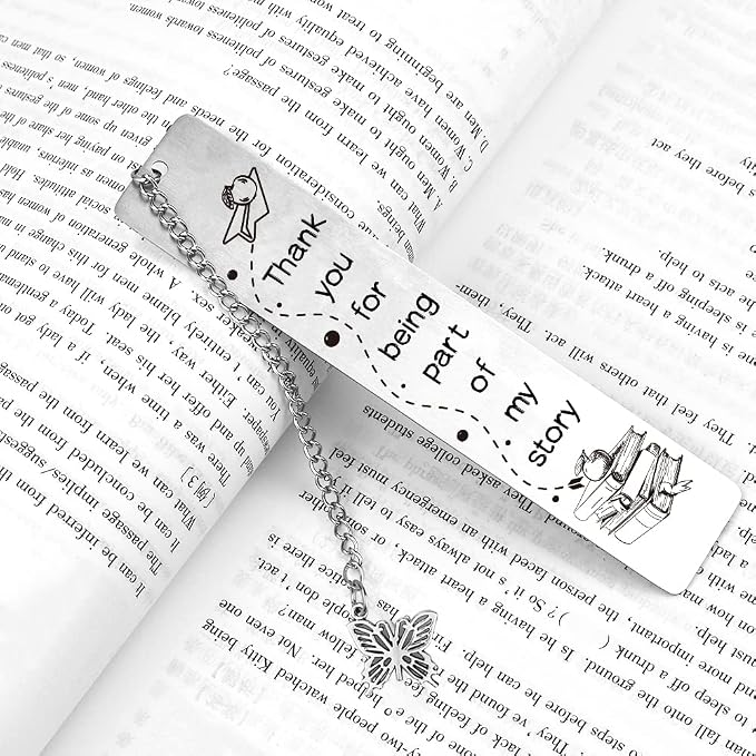 Quimoy Teacher Appreciation Gifts, Appreciation Bookmark Gift for Teachers Day, Thanksgiving Day, Christmas-Thank You for Being Part of My Story Metal Bookmark for Teachers Gifts