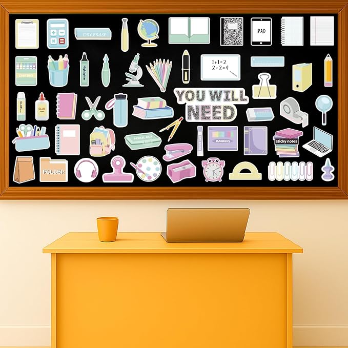 53 Pieces Supplies You Will Need Bulletin Board Set You’ll Need School Supplies Visual Supply Cards Classroom Management Tools for Teachers Elementary School Whiteboard