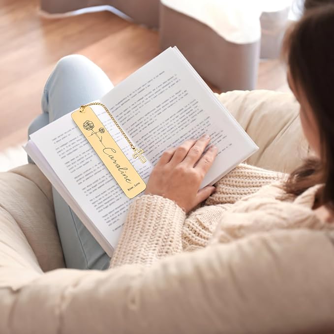 Personalized Bookmarks with Birth Flower Custom Christian Bookmark Gifts for Book Lovers Confirmation Gifts for Teen Girls Birth Flower Gifts for Daughter Friends Birthday Christmas Gift for Women
