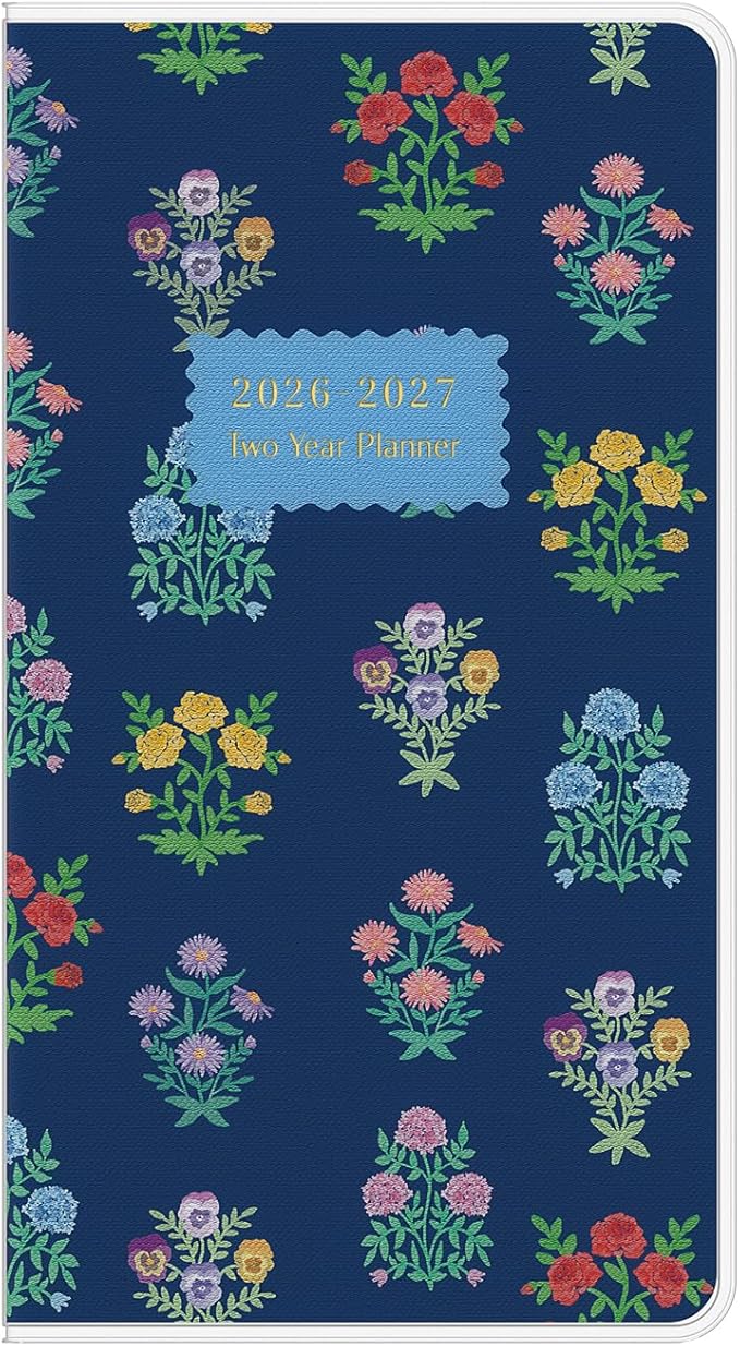 Pocket Calendar 2026-2027, Jotsome 2 Year Monthly Planner from Now to December 2027, 3.5"x6.4", Small Pocket Planner with PVC Cover for Purse, Flower Garden