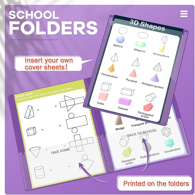 Henoyso 24 Pcs Folders with Pocket School to Home Folder Heavy Duty 2 Pocket Homework Folders with Clear Front Pockets for School Students Parent Teacher Communication (Purple)