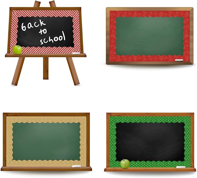 Whaline 69Ft Christmas Glitter Bulletin Board Borders 5 Designs Shine Stripe Dot Red Green Gold Merry Christmas Decoration Trim Bulletin Board Stickers for School Classroom Office Party Decoration