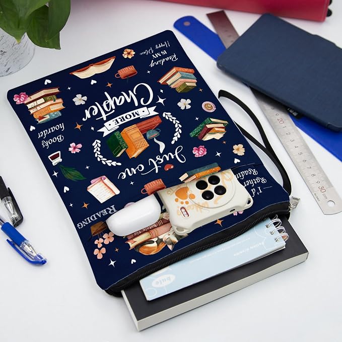 Book Sleeve for Book Lovers Waterproof Memory Fabric Book Sleeve with Zipper Reading Book Cover for Young Adults, Learning Supplies for Students, Gifts for Chritsmas Thanksgiving 11.2x8.3in