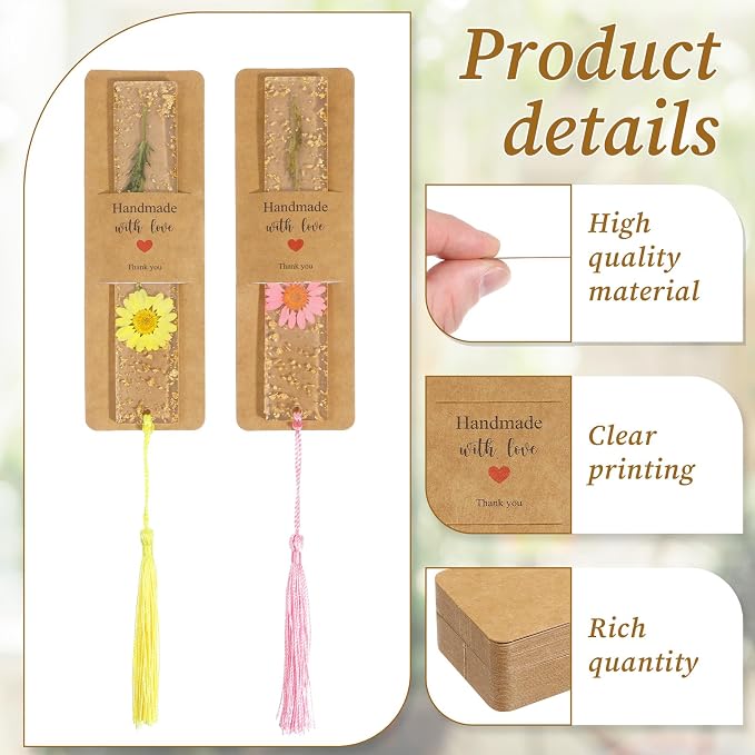 50Pcs Resin Bookmark Holder 6 x 2 Inches Bookmark Sleeves DIY Bookmarks Display Cards, Bookmarks Display Holder Set for Wrapping Small Business Packaging Supplies Party Favor
