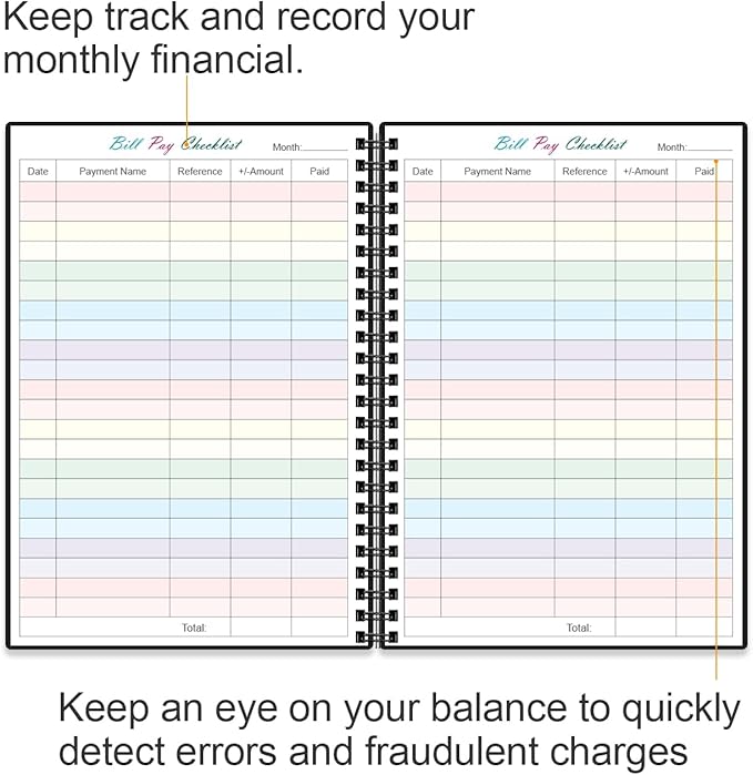 Bill Payment Checklist - Monthly Bill Organizer & Planner for Personal Budgeting Financial, Bill Payment Tracker Notebook, 5.8" x 8.5", Black