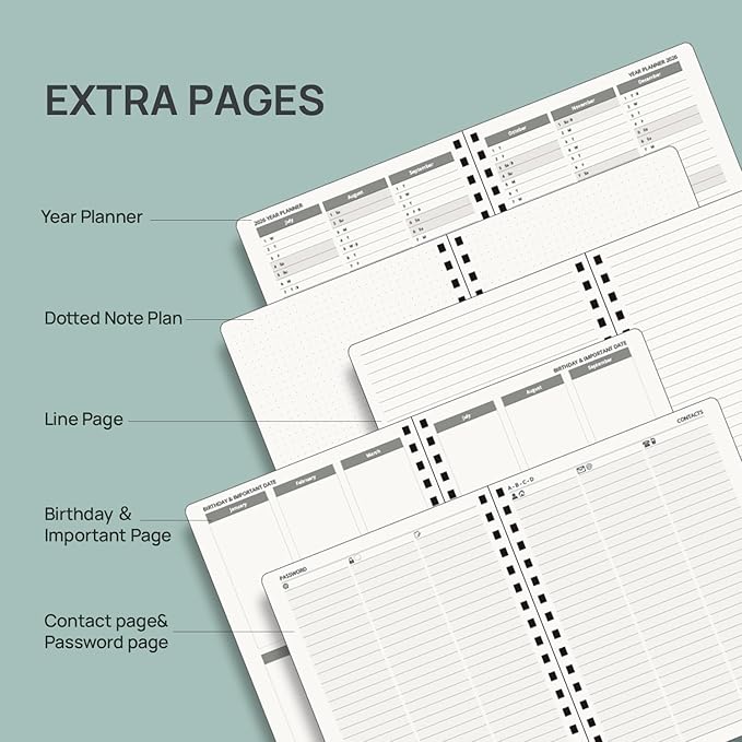 POPRUN 2026-2027 Monthly Planner, 6.5" x 8.5", 18 Month Calendar (July 2026 to December 2027) with Expense Tracker, Notes Pages, Sprial Bound, Leather Softcover - Lilac