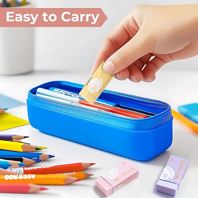 M&G 6 Pcs Pencil Erasers, Assort Color Rectangular Erasers, Writing Erasers for School Office, Art Erasers for Drawing (Macarons)