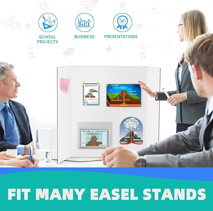 Trifold Poster Board 24"x16", 10 Pack Small Corrugated Boards for School Projects, Science Fairs, Office Presentations