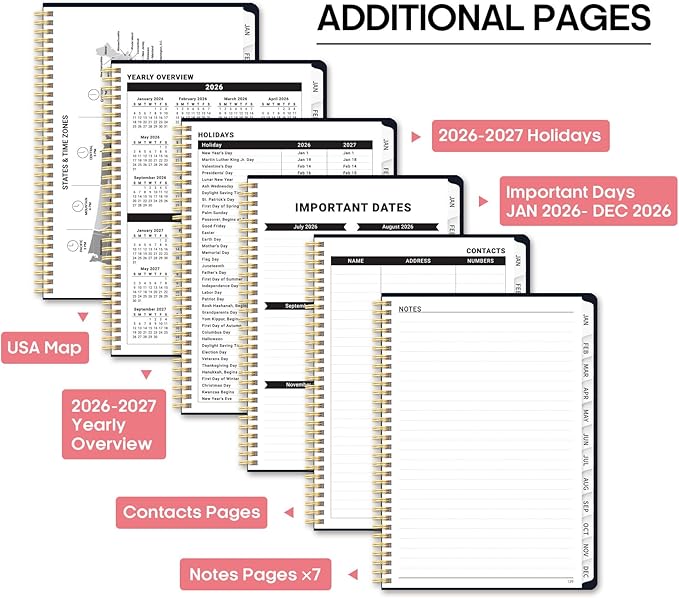 2026 Planner, Weekly and Monthly Calendar Planner Book, January 2026 - December 2026, Hardcover Spiral Planner with Monthly Tabs, Notes Pages, Perfect for Women & Men, A4 (8.5" x 11") - Bird