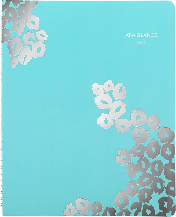 AT-A-GLANCE 2027 Appointment Book Planner, Weekly & Monthly, 13-Month Jan-Jan, 8.5" x 11", Hourly, Wild Washes, Teal (523-905-27)
