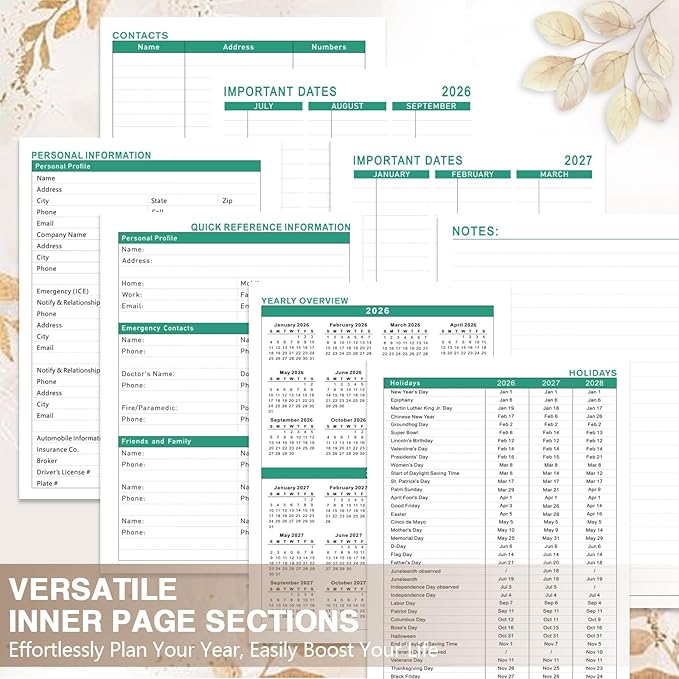 GuassLee 2026-2027 Weekly Monthly Planner A5, 12-Month Hardcover Academic Planner with Tabs, Stickers & Pocket, July 2026 to June 2027 Daily Planner Organizer for Work School Home