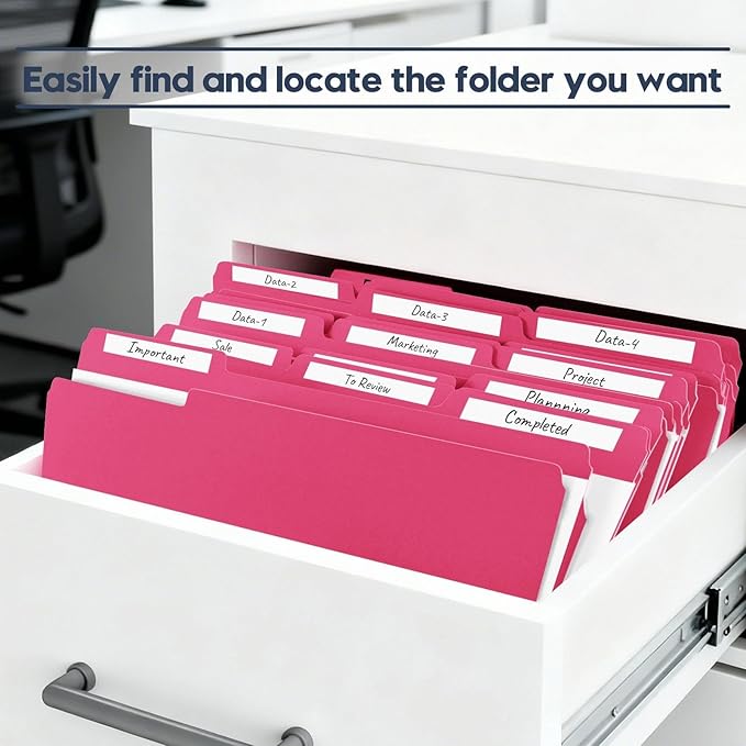File Folders,Colored File Folders Letter Size,8.5" x 11",150 Pack 1/3 Cut Tab Durable Paper Bulk Folders with Blank Labels,File Folders for Office Business Home School Use,Bright Red
