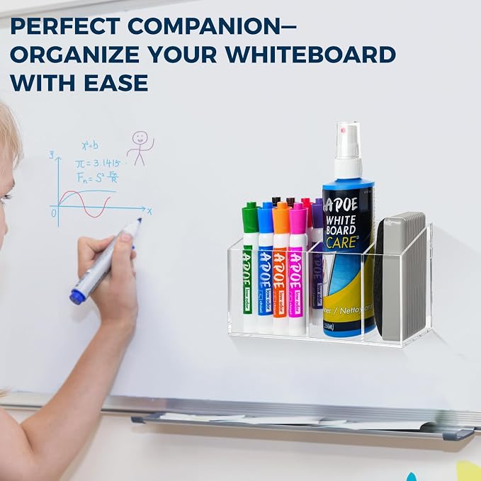 Strong Magnetic Pen Holder for Refrigerator, Whiteboard Dry Erase Marker Holder for Fridge, Magnet Acrylic Pen Holder with 3 Compartments, Magnetic Cup for School, Classroom, Locker Organizer