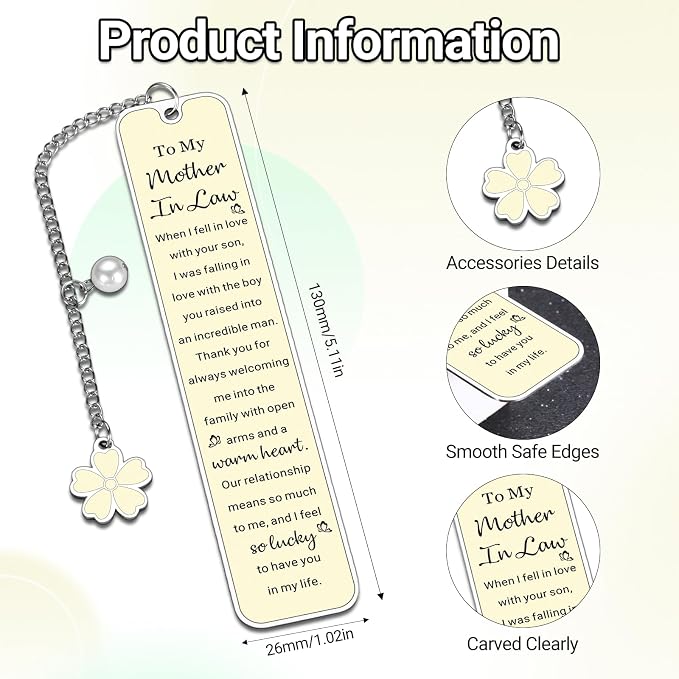 Mother in Law Mothers Day Birthday Wedding Gifts Future Mother in Law Birthday Gifts Metal Bookmark Mothers Day Gift for Mom in Laws Bookish Gift for Motherr in Laws Bookmarks for Book Lovers Women