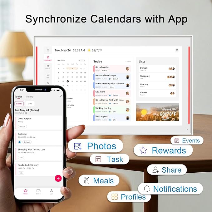 Akimart Calendar: 15.6 inch Wall Planner Digital Calendar & Chore Chart With LED Reminder, Smart Touchscreen Interactive Display for Family Schedules, Hearth Display Digital Calendar, Great for Organizing Your 2026 Year