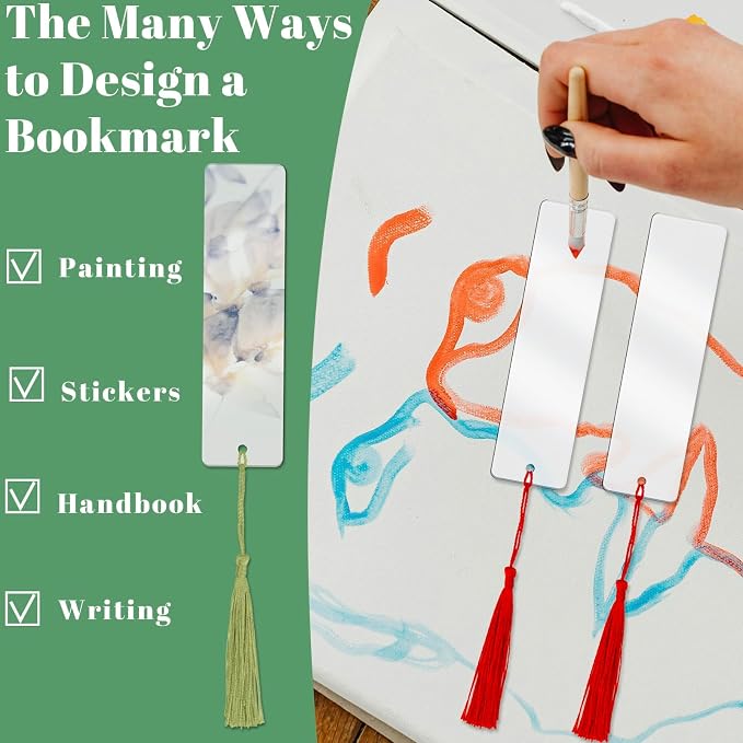 60 PCS Acrylic Bookmark Blanks, Clear Acrylic DIY Blank Bookmarks with 60 Multi-Color Bookmark Tassels for DIY and Graduation Gift Tag Decoration