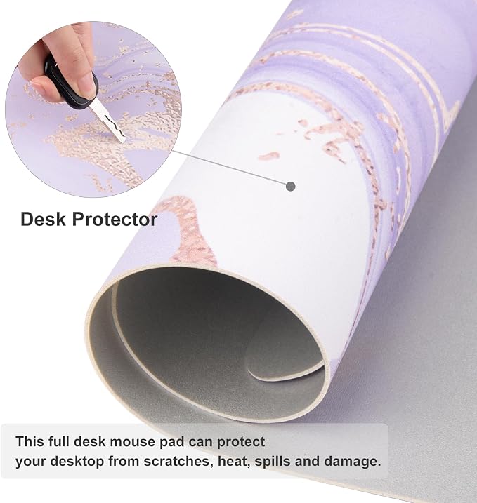 Colorful Star Large Mouse Pad, PU Leather Waterproof Desk Mat, Computer Gaming Mouse Pad, XXL Extended Full Mousepad Non Slip Desk Pad for School Office Home 31.5" x 15.7" - Violet Marble