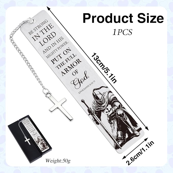 Inspirational Christian Bookmarks Gifts - Warrior of God Bookmark for Women Men, Scripture Bible Verse Book Marks for Friends, Religious Thanksgiving Christmas Birthday Gift for Book Lovers