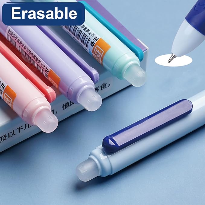 MOZXIRZ 4 Pcs Erasable Gel Ink Pens Cute Retractable Erasable Pens 0.5mm Black Ink Pen Office School Pens Cute Aesthetic Pens Women Girls Pens Boys Men Pens (Style 2-Black Ink)