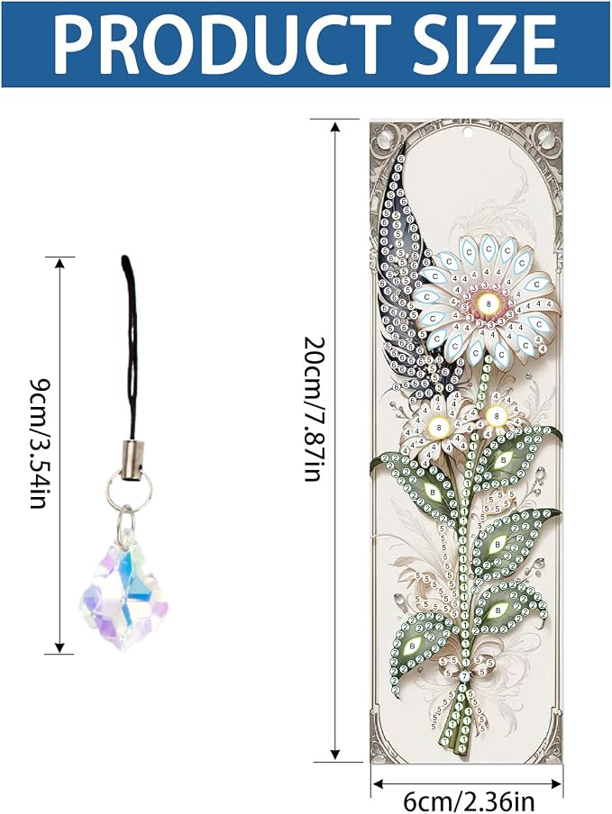 4-Pack 5D Flower Diamond Painting Bookmarks Kit, DIY Diamond Art Bookmarks with Colorful Diamond Gems and Tassels, Floral Bookmark Making Set for Adults, Gift for Book Lovers