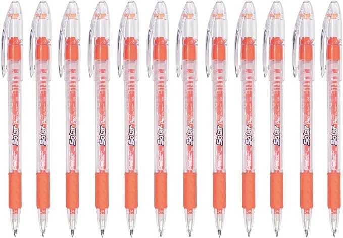 Pentel Solar Pop Neon Gel Pen, (0.6mm) Medium Line, Orange Ink - K96-F