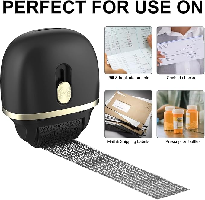 Lomil Identity Theft Protection Roller Stamps 2 Pack - Confidential Roller Stamp with 4 Refills - Wide Address Blocker Stamp for ID Blockout, Privacy & Security(Black+Green)