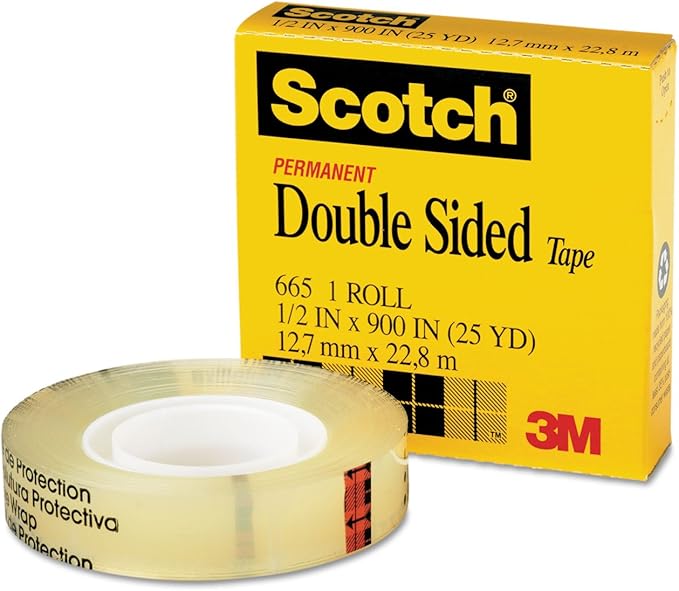 Scotch 3M 66512900 Double-Sided Tape, 1/2-Inch x 900-Inch, 1-Inch Core, Clear, 1/Roll