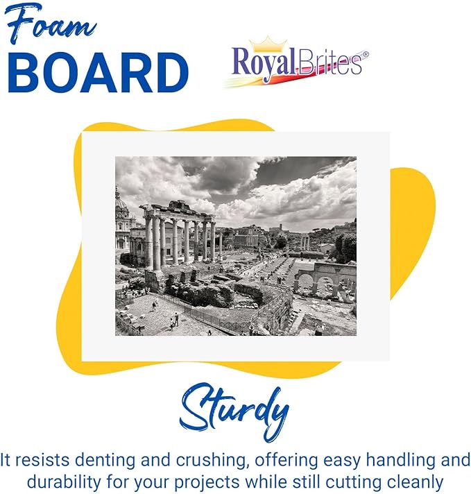 Royal Brites Premium White Foam Board 15” x 20”, Sturdy & Lightweight 3/16" Thick Board for Art, Work Presentations, & School Projects, 10 Sheets